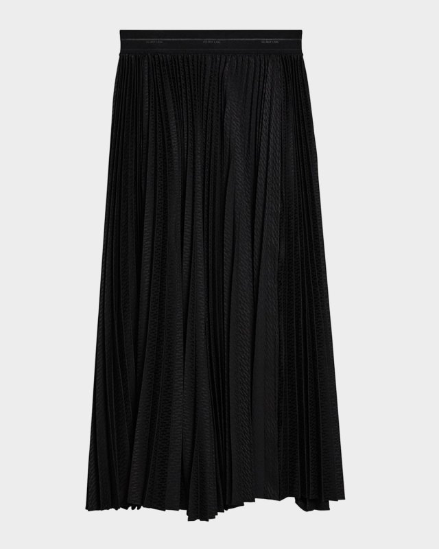 Logo Waistband Pleated Maxi Skirt